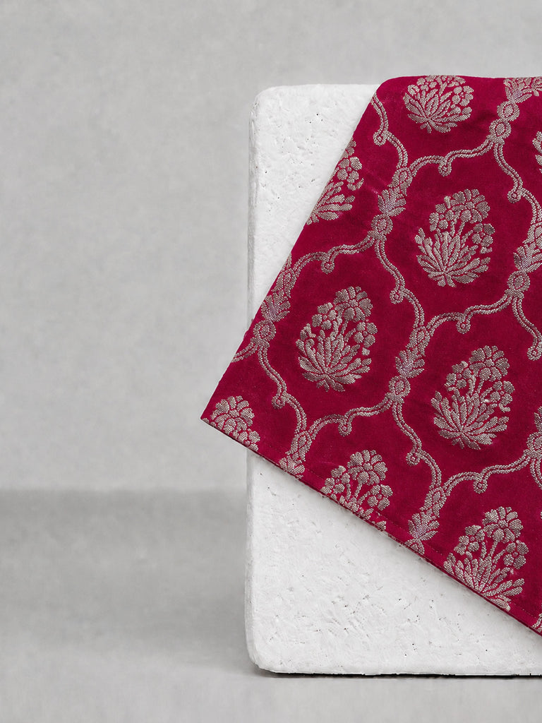 Dark Pink Banarasi Pocket Square