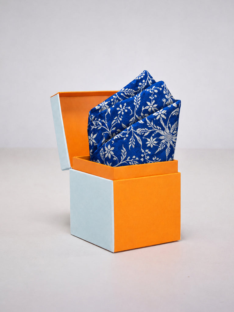 Dark Blue Banarasi Pocket Square