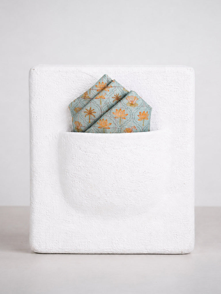 Powder Blue Printed Pocket Square