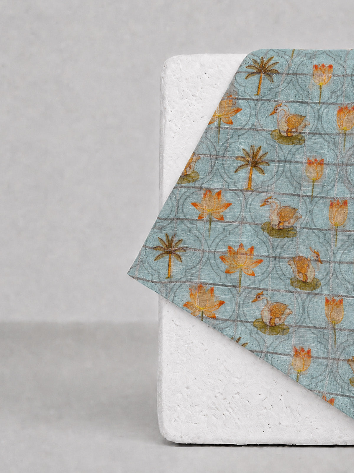 Powder Blue Printed Pocket Square