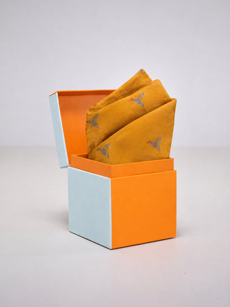 Orange Banarasi Pocket Square