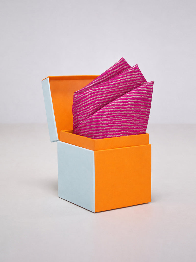 Hot Pink Banarasi Pocket Square