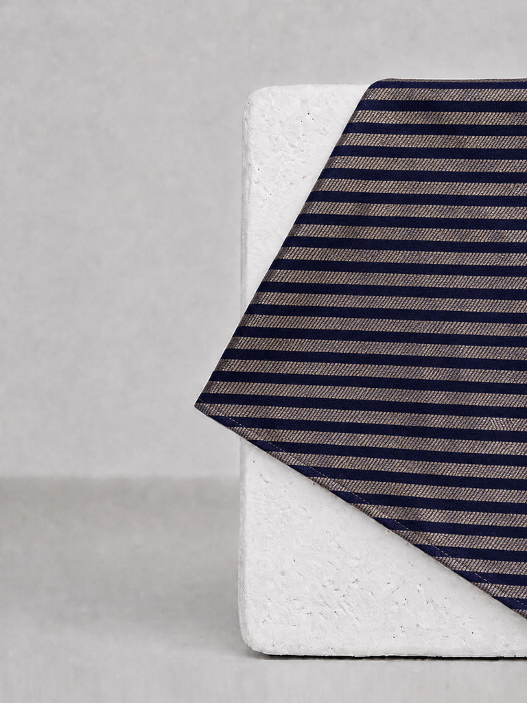 Purple Striped Banarasi Pocket Square