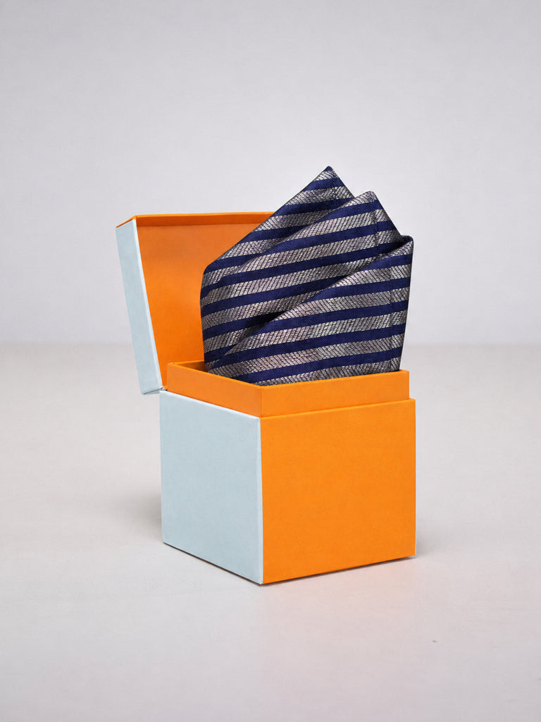 Purple Striped Banarasi Pocket Square