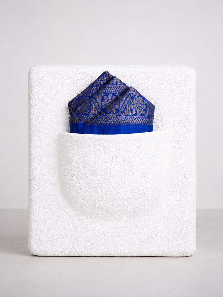 Deep Blue Banarasi Pocket Square