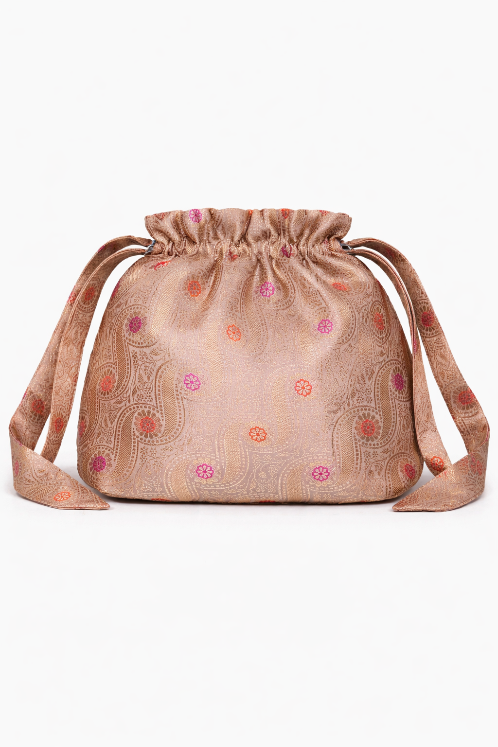 Handwoven Blush Taupe Banarasi Potli