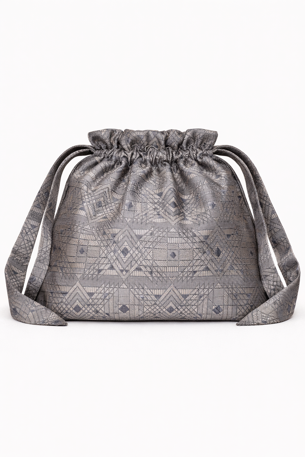 Handwoven Smoke Grey Banarasi Potli