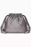 Handwoven Smoke Grey Banarasi Potli