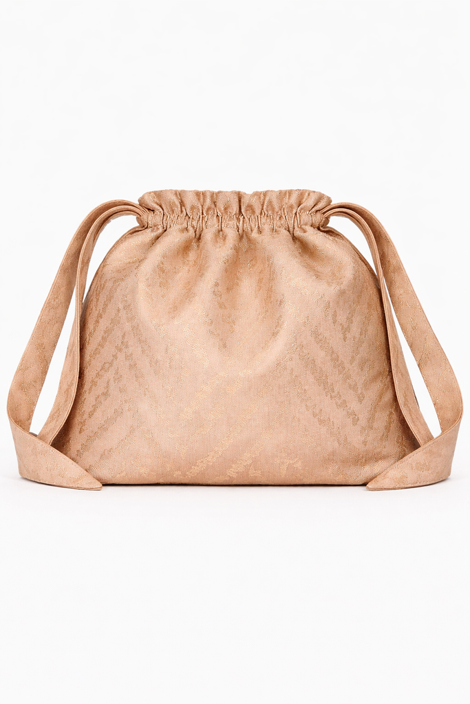 Handwoven Beige Banarasi Potli