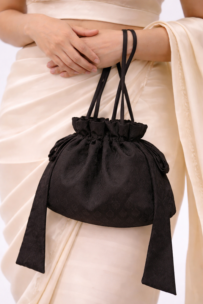 Handwoven Black Banarasi Potli