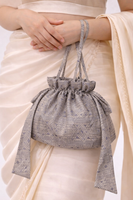 Handwoven Smoke Grey Banarasi Potli