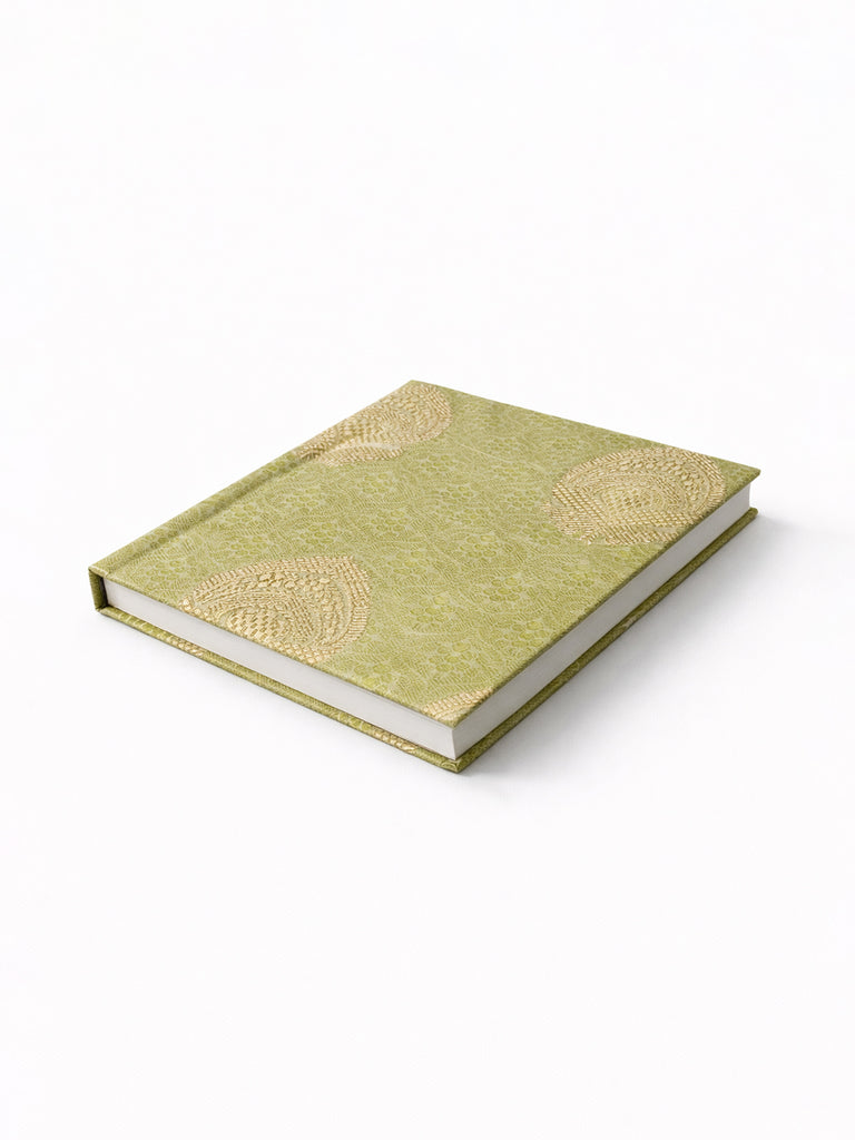 Handwoven Mint Gold Banarasi Diary