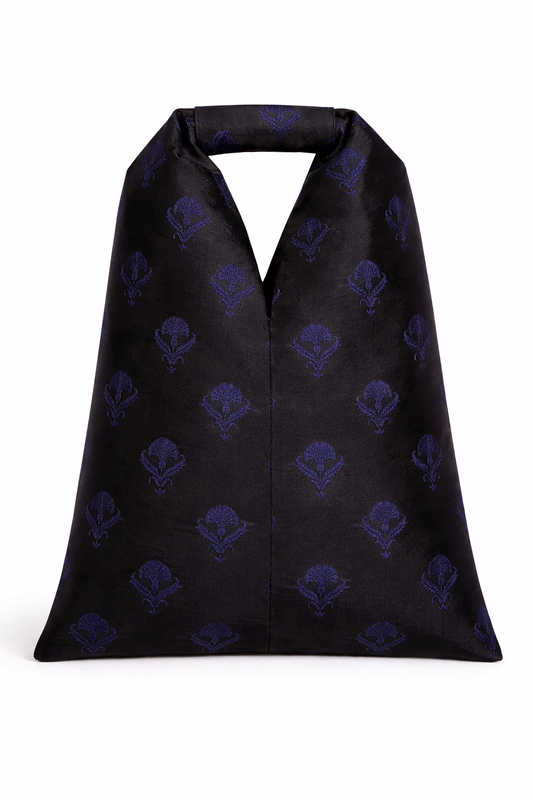 Handwoven Midnight Black Banarasi Potli