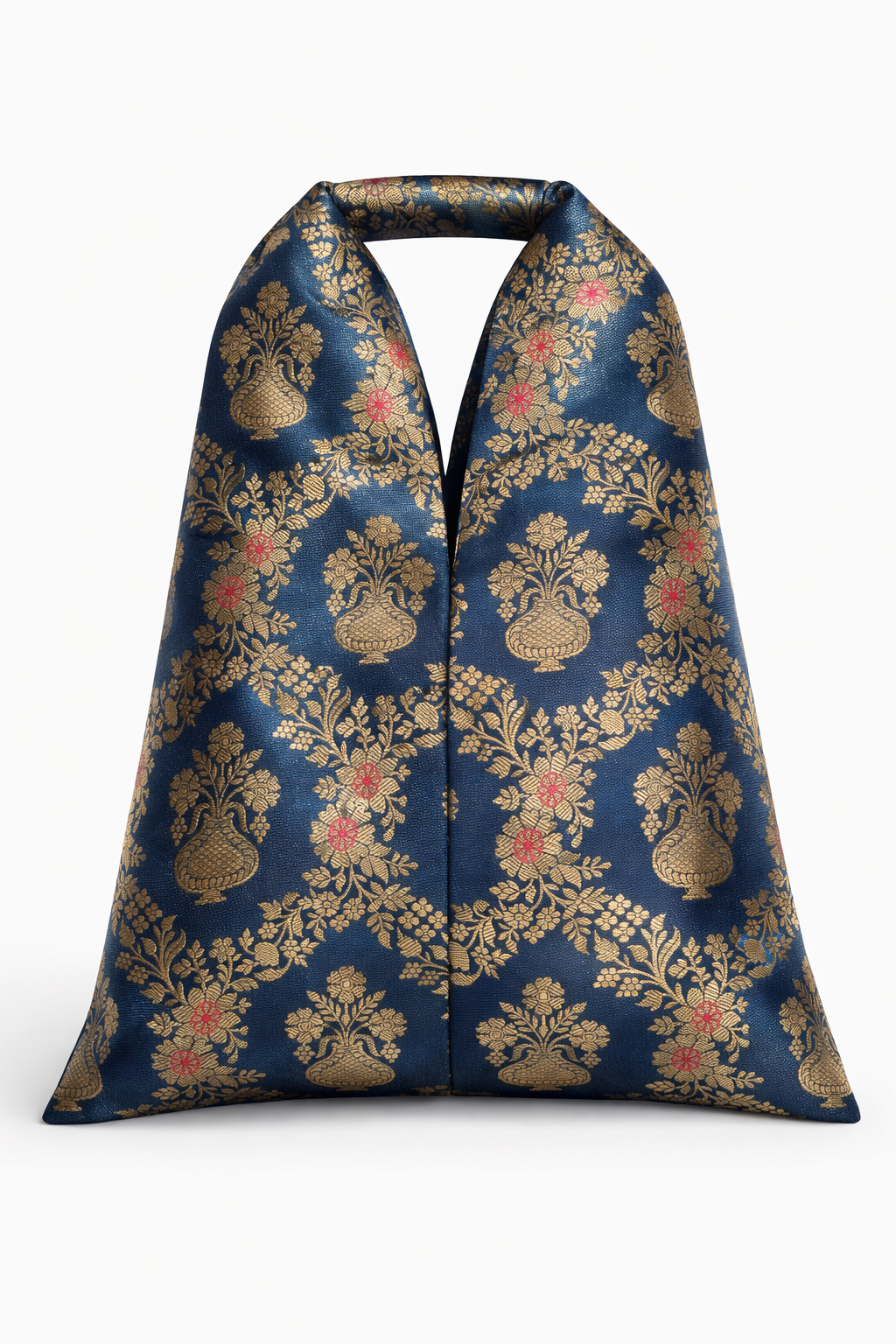 Handwoven Blue & Gold Banarasi Potli