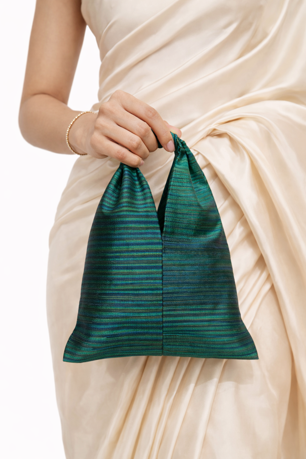 Handwoven Emerald Green Banarasi Potli
