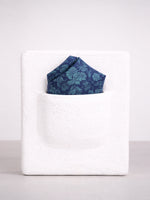 Handwoven Deep Blue Emboss Silk Pocket Square
