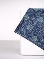 Handwoven Deep Blue Emboss Silk Pocket Square