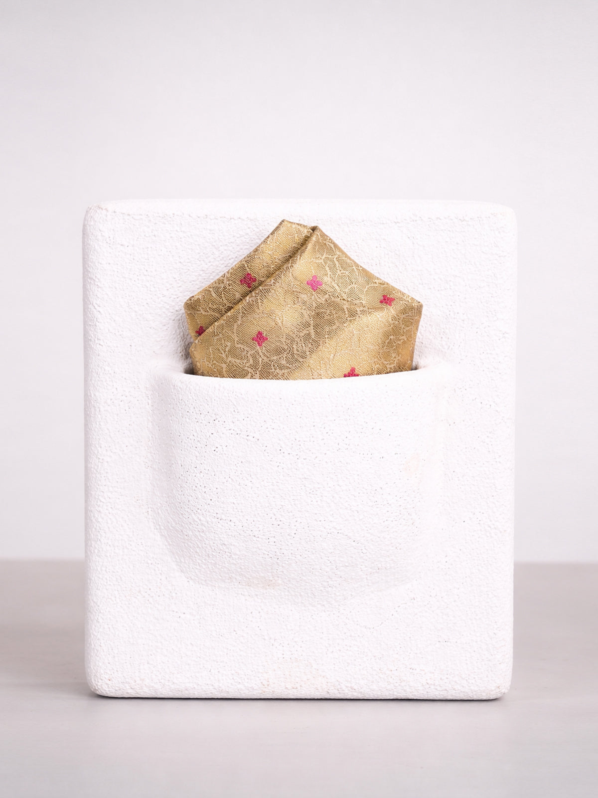 Handwoven Gold Emboss Silk Pocket Square