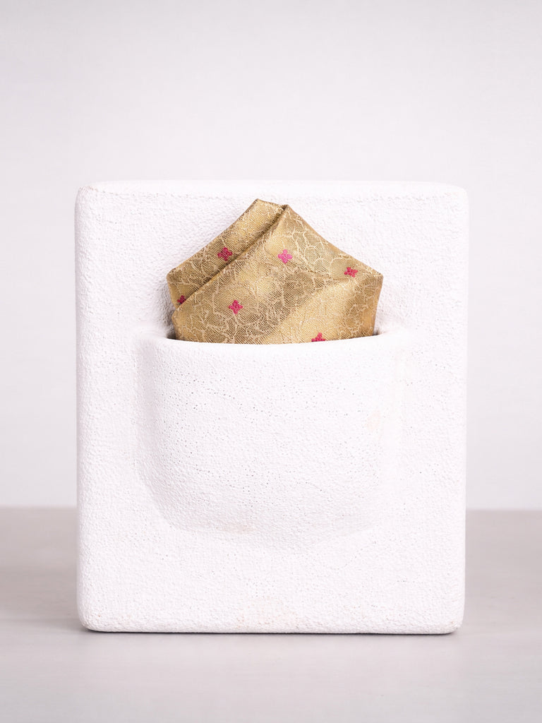 Handwoven Gold Emboss Silk Pocket Square