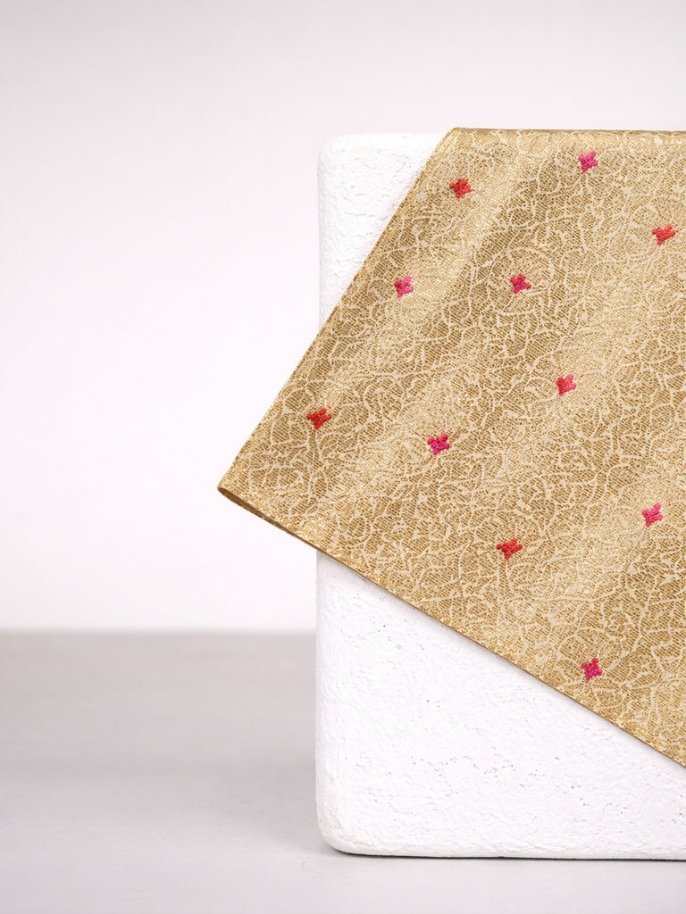 Handwoven Gold Emboss Silk Pocket Square