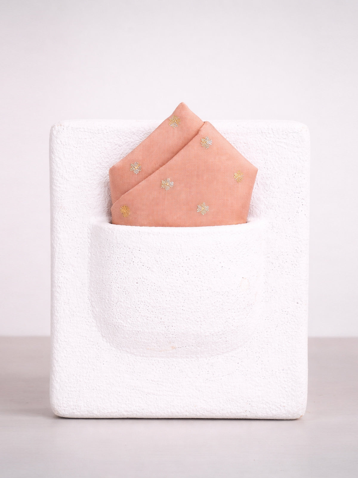 Handwoven Peach Cutwork Silk Pocket Square