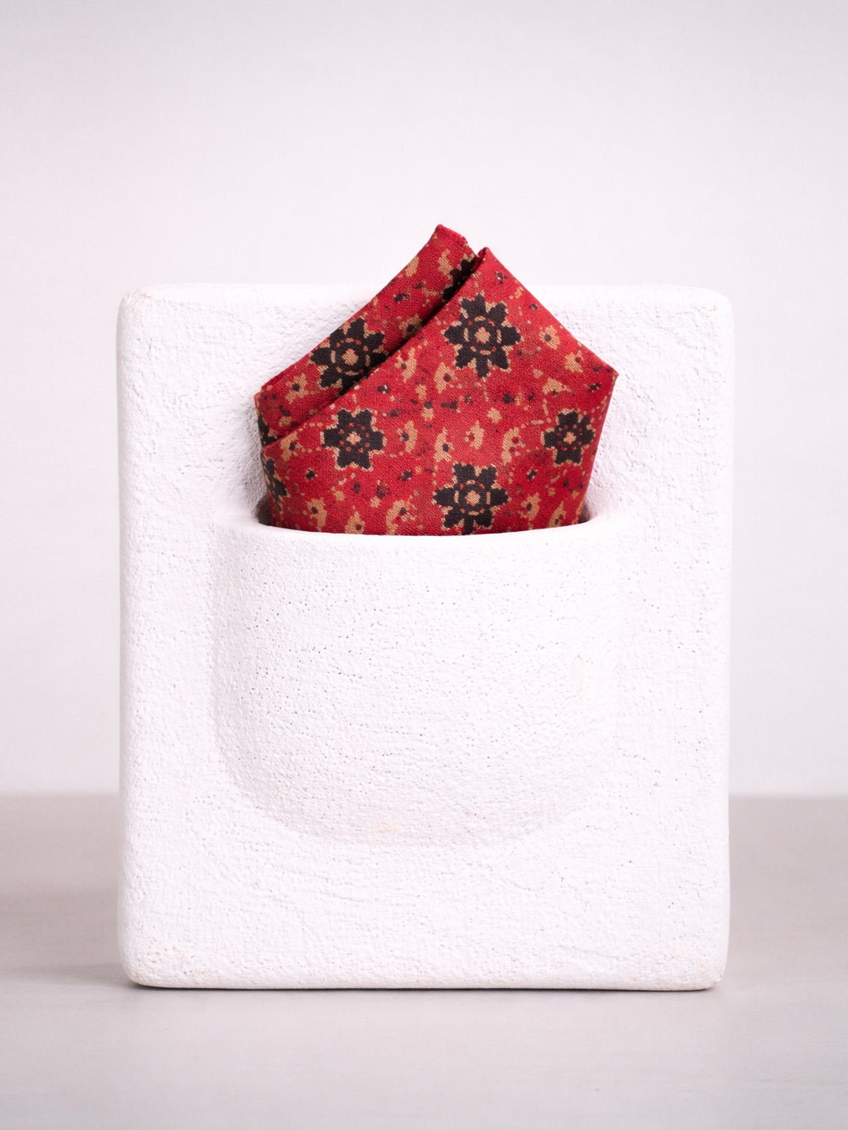 Red Printed Silk Pocket Square
