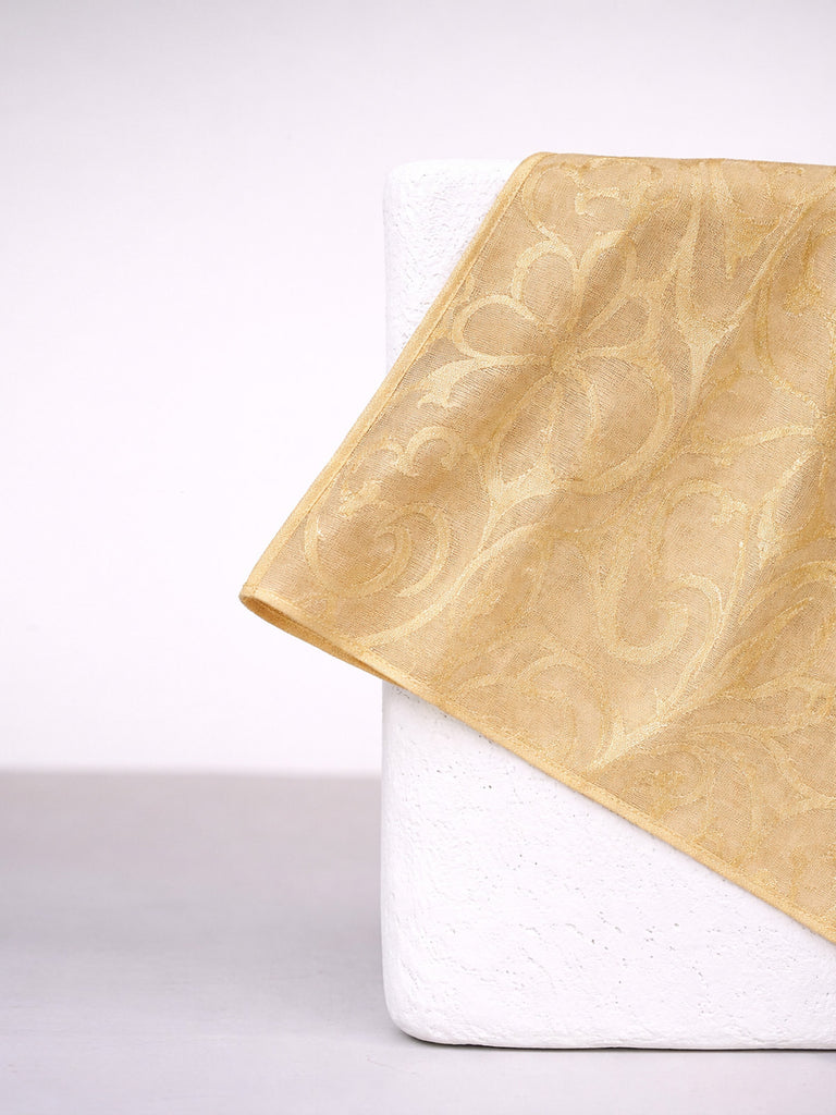 Handwoven Beige Emboss Silk Pocket Square