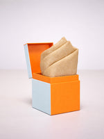 Handwoven Beige Emboss Silk Pocket Square