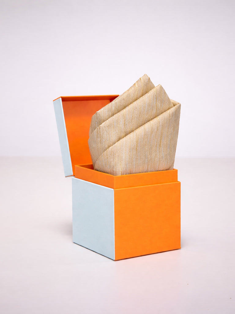 Handwoven Buff Beige Silk Pocket Square