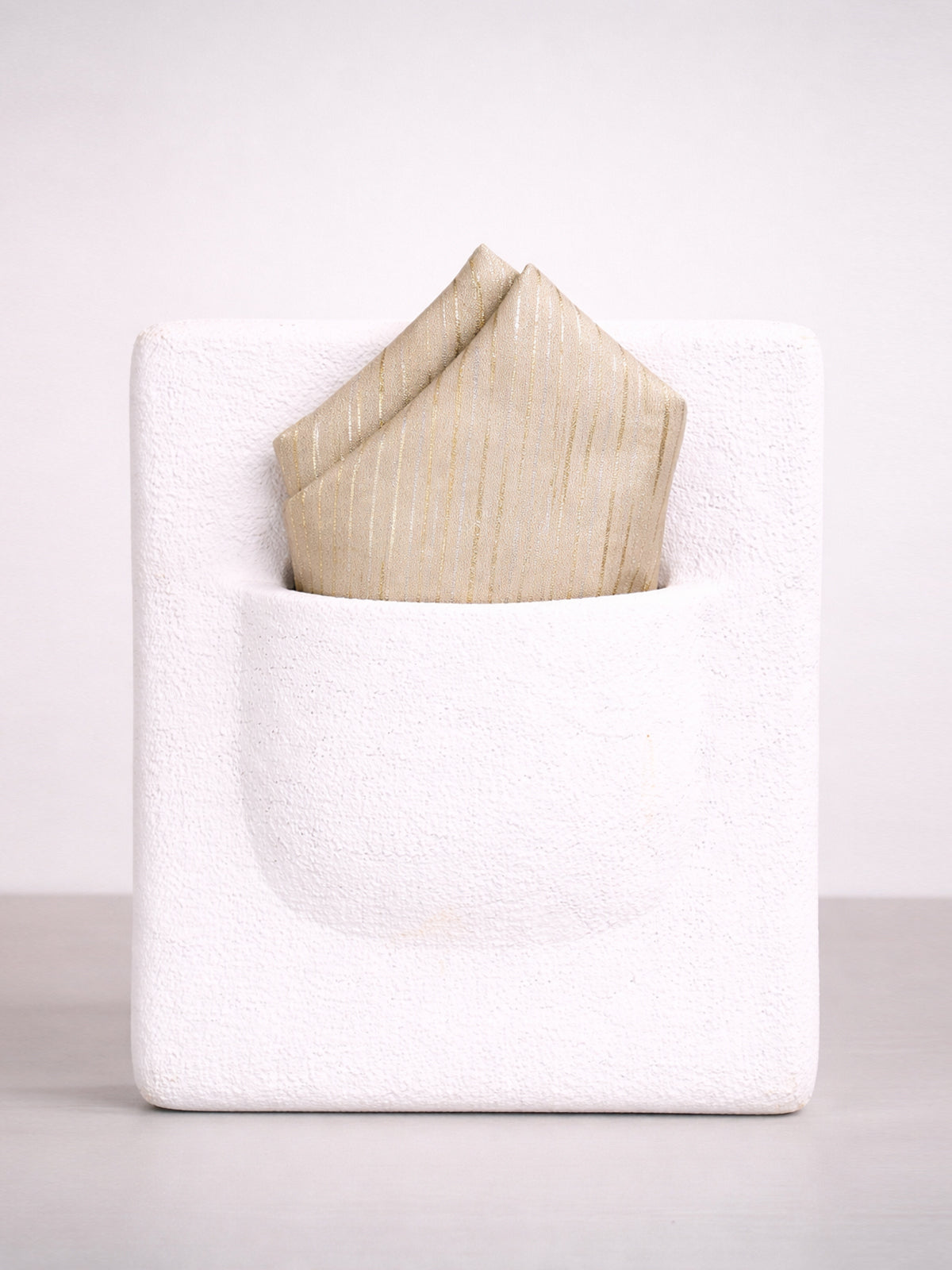 Handwoven Buff Beige Silk Pocket Square