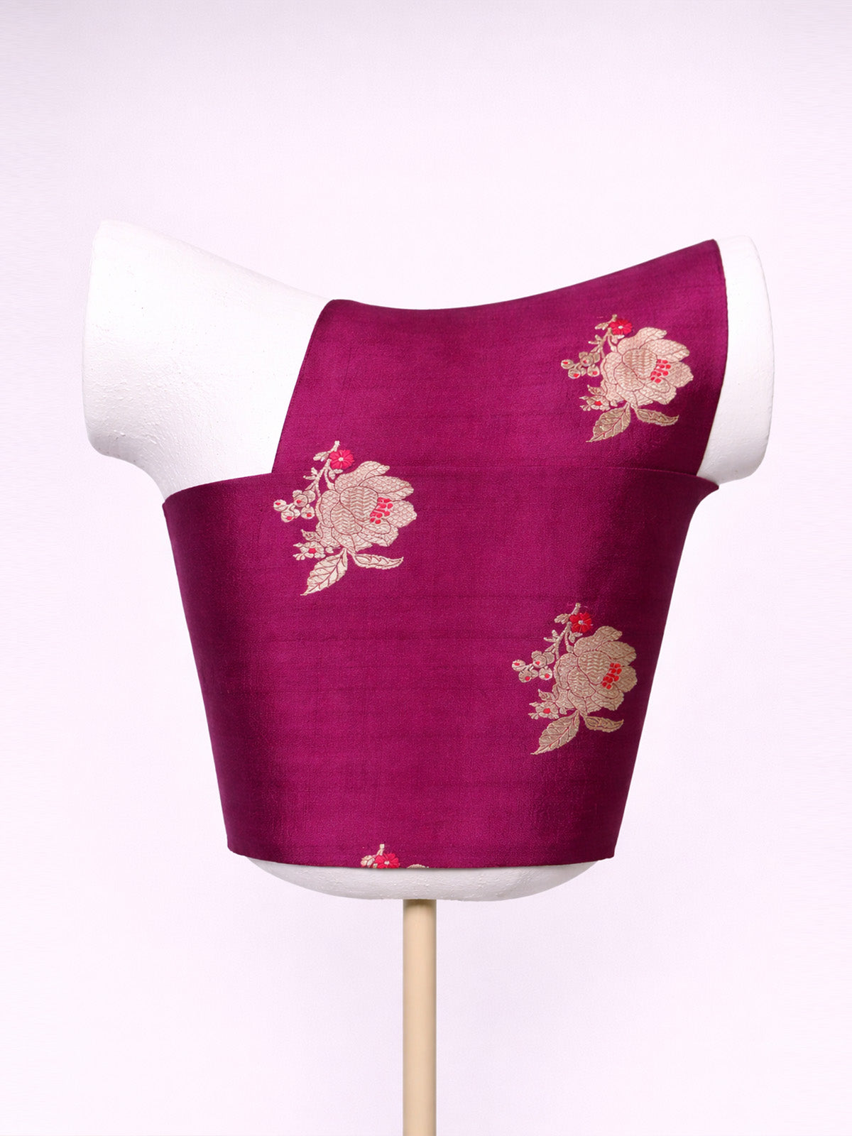 Handwoven Magenta Cutwork & Kadhwa Banarasi