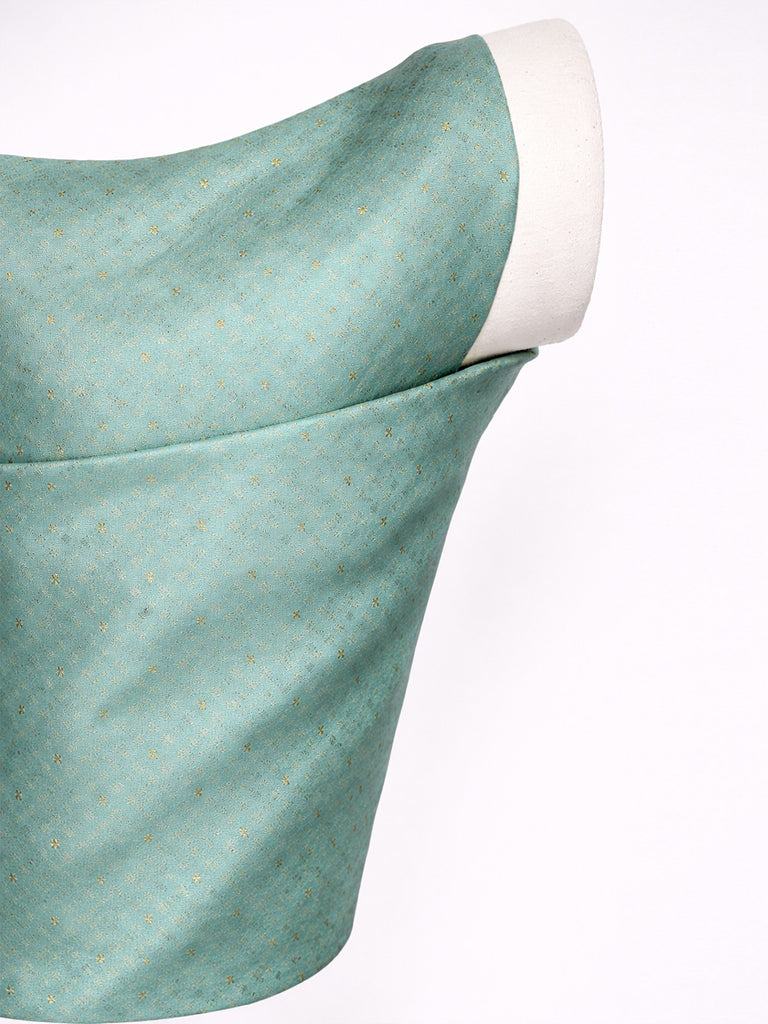 Handwoven Coral Blue Tanchoi & Cutwork Banarasi