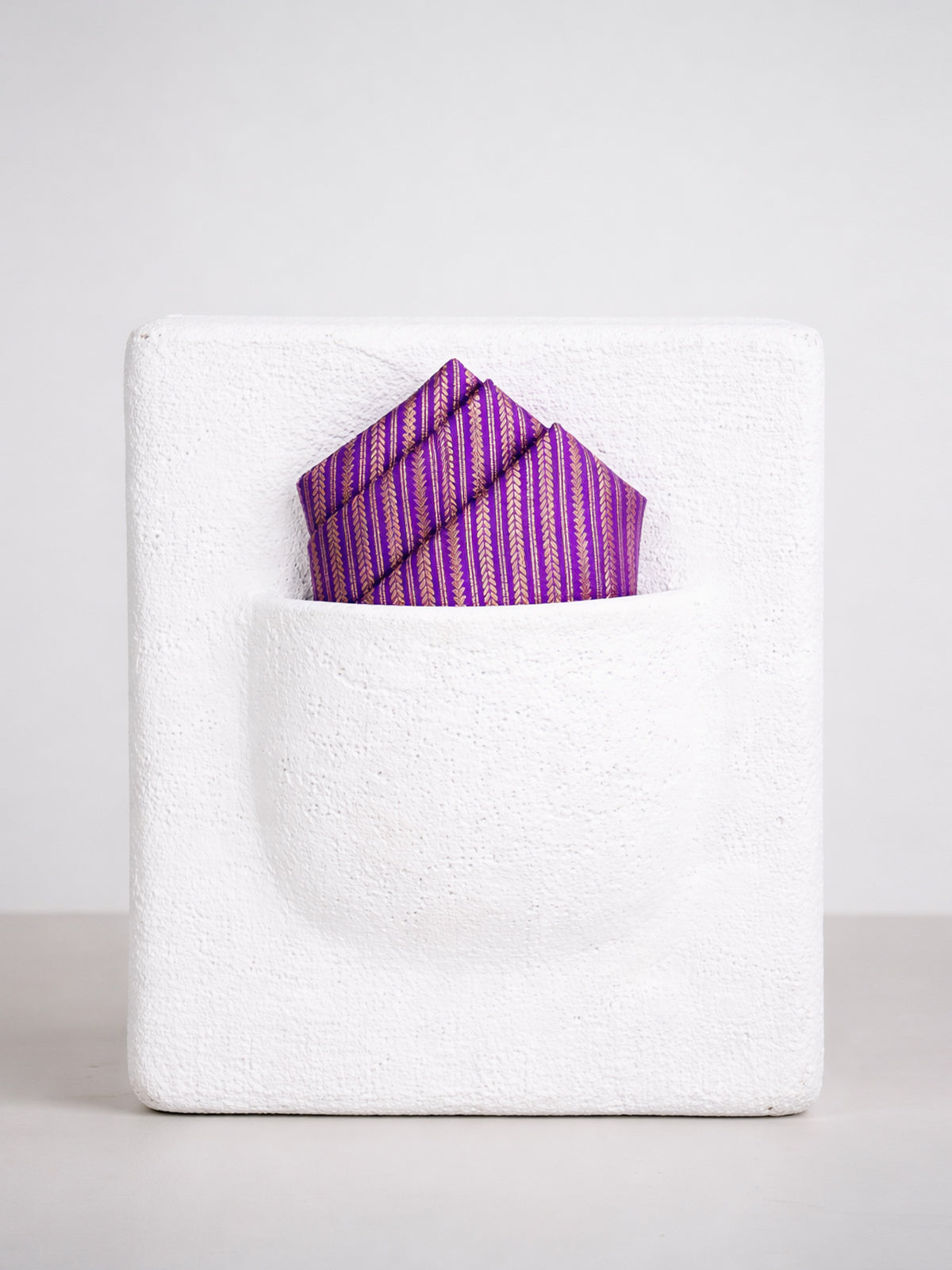Handwoven Purple Cutwork Silk Pocket Square