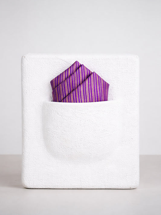 Handwoven Purple Cutwork Silk Pocket Square