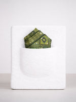 Sage Green Printed Silk Pocket Square