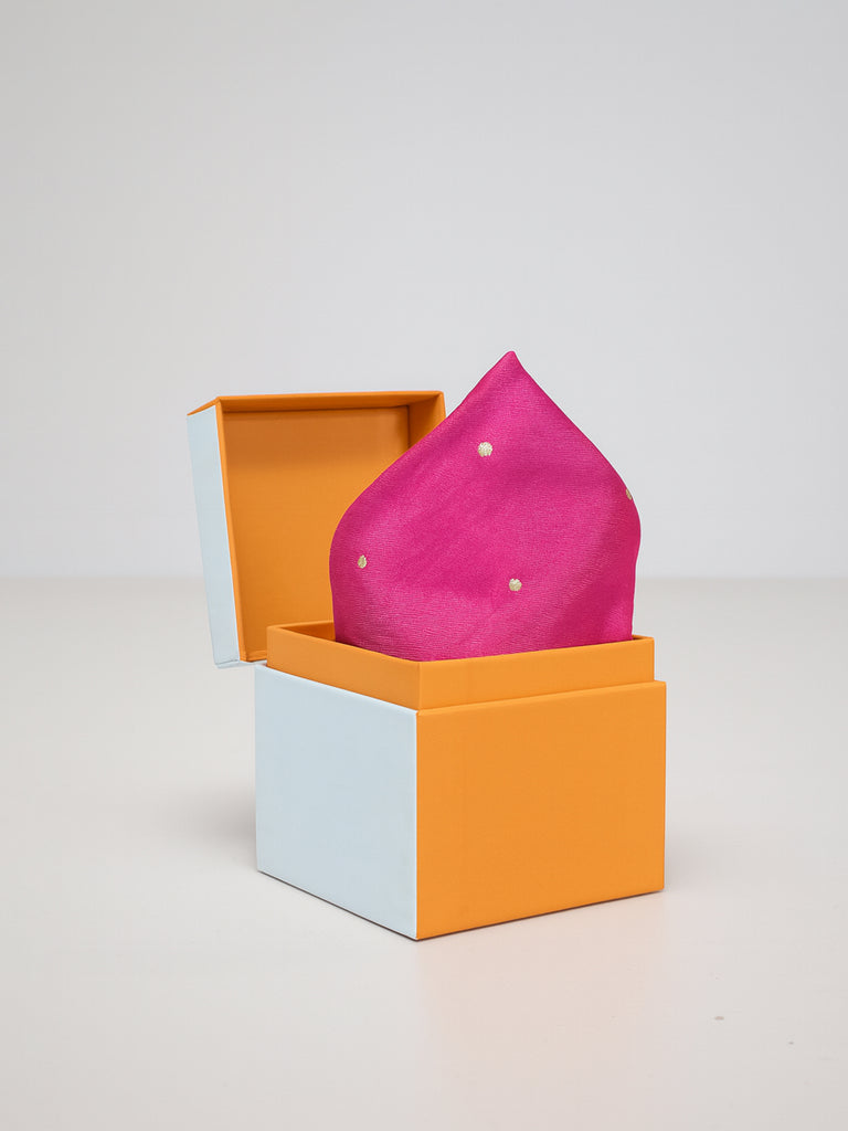 Handwoven Fuchsia Silk Pocket Square
