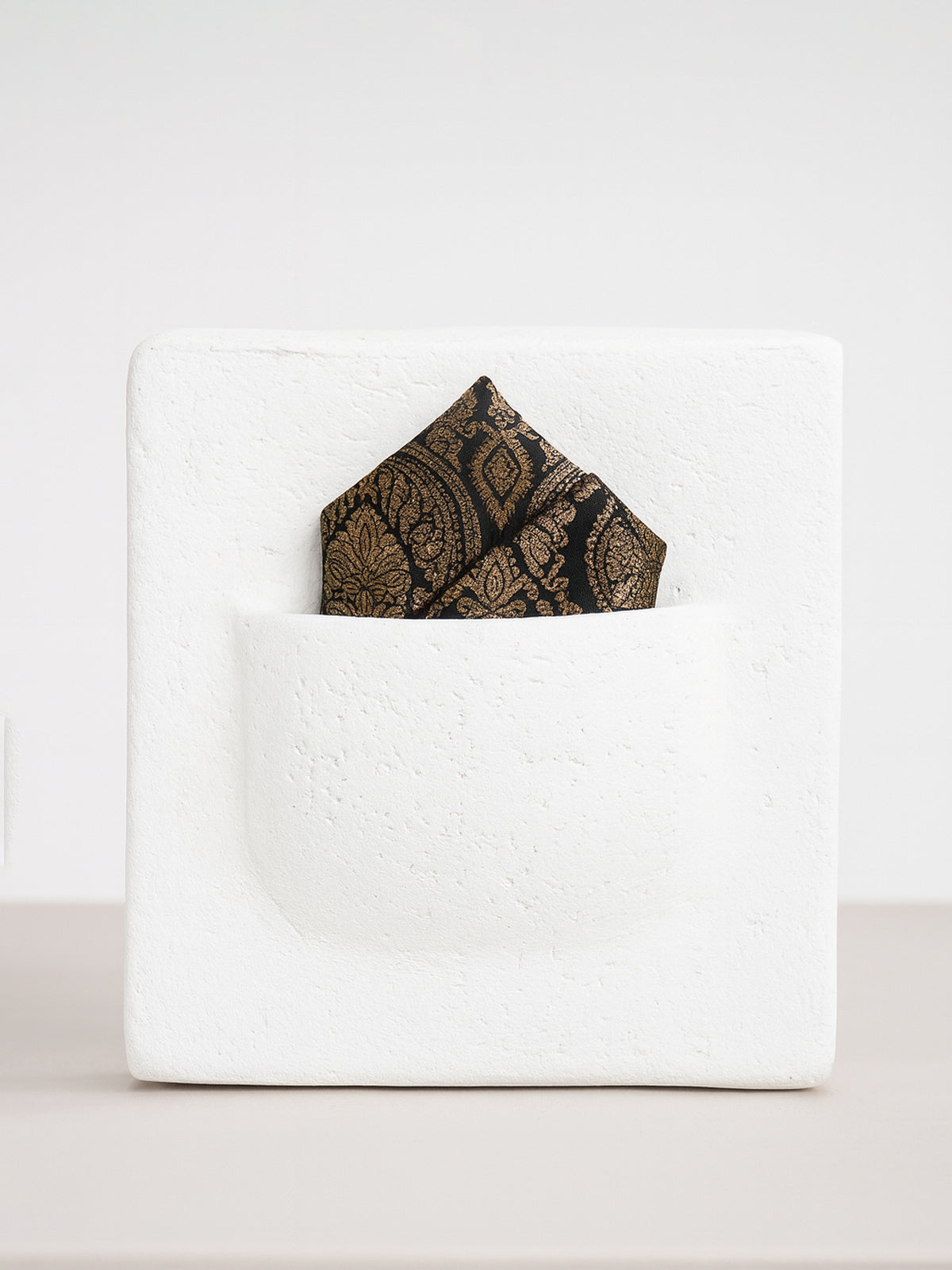 Handwoven Green & Gold Silk Pocket Square