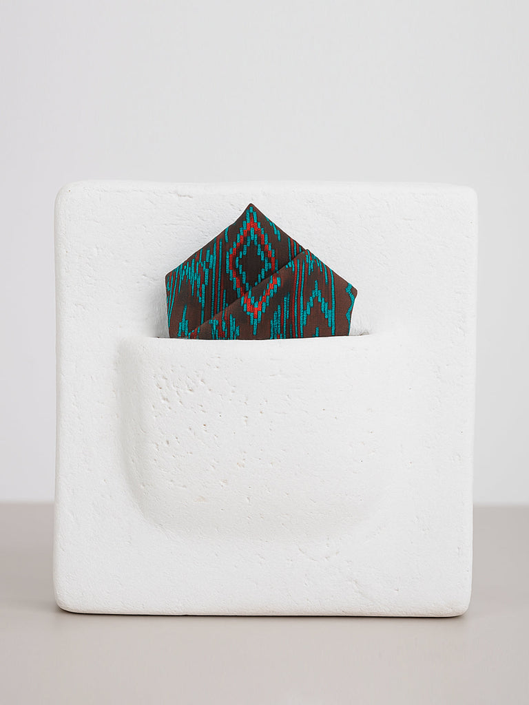 Handwoven Teal Georgette Pocket Square