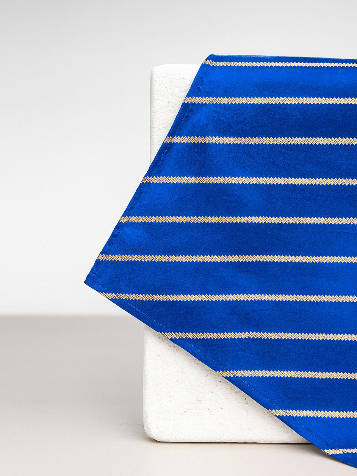 Handwoven Dark Blue Silk Pocket Square