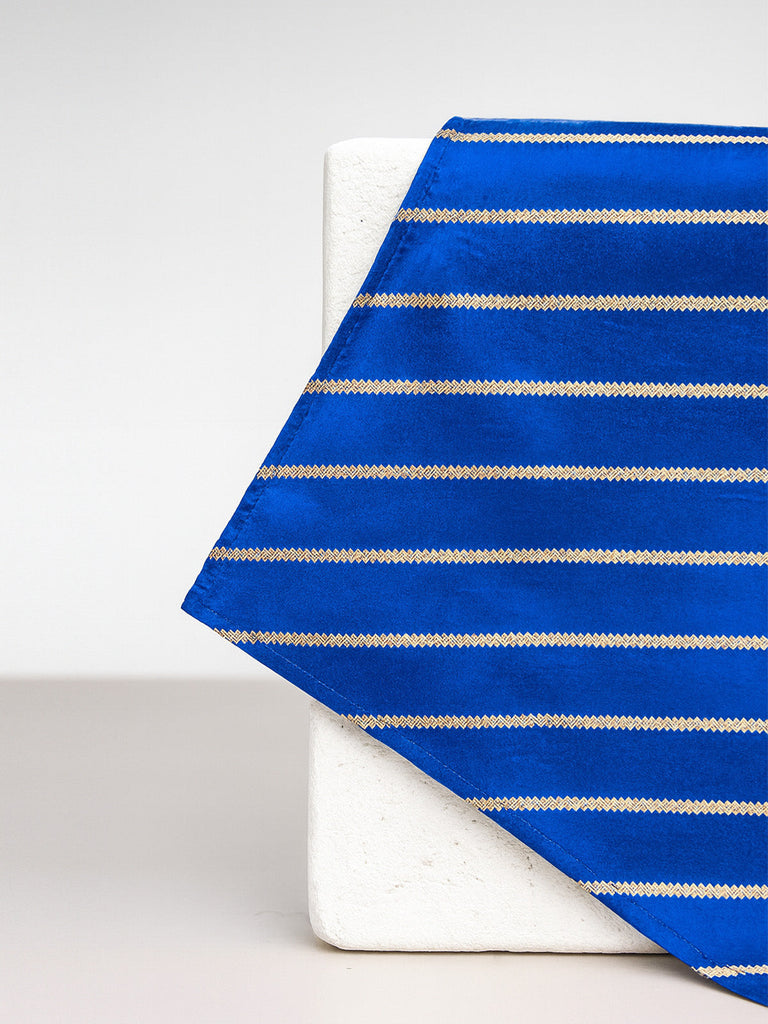 Handwoven Dark Blue Silk Pocket Square