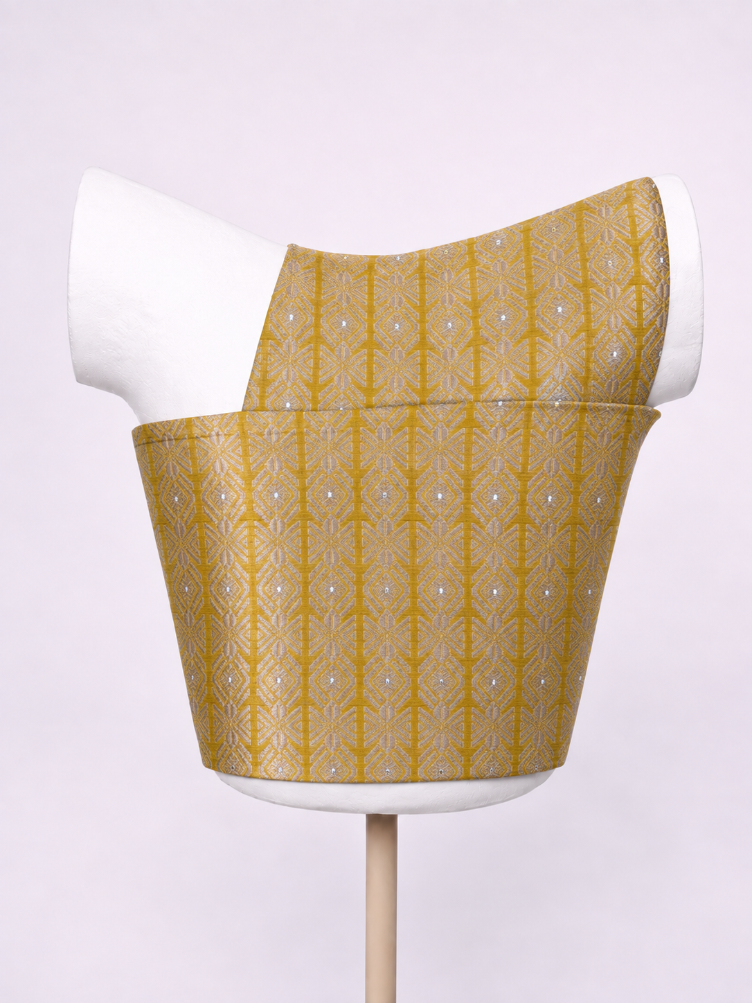 Handwoven Mustard & Gold Banarasi Emboss Blouse Fabric