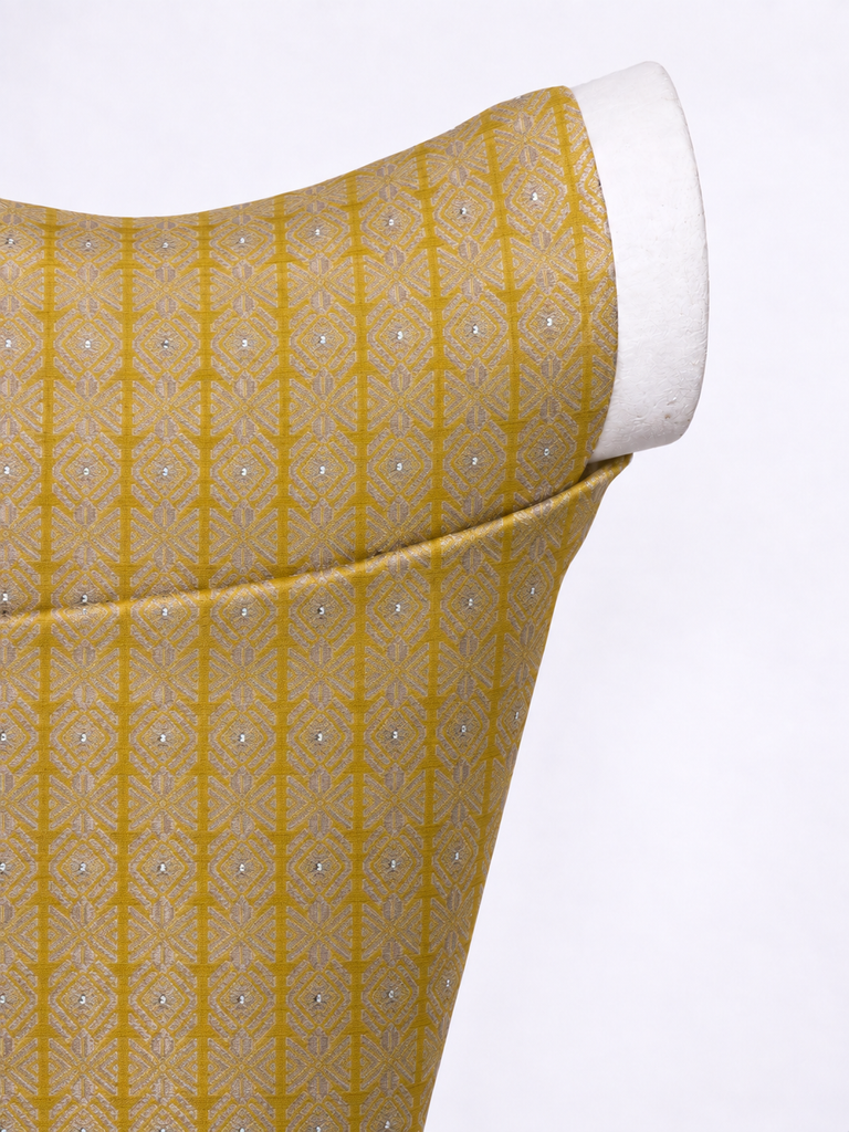 Handwoven Mustard & Gold Banarasi Emboss Blouse Fabric