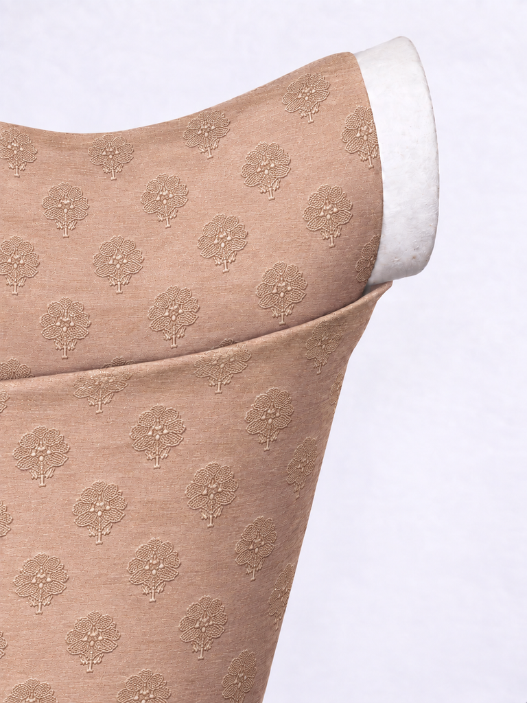 Handwoven Champagne Taupe Cutwork Blouse Fabric