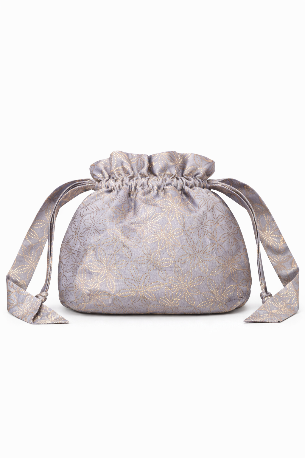 Handwoven Grey Banarasi Potli