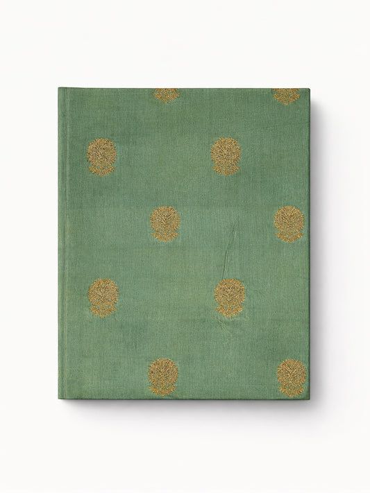 Handwoven Green Polka Dot Banarasi Diary