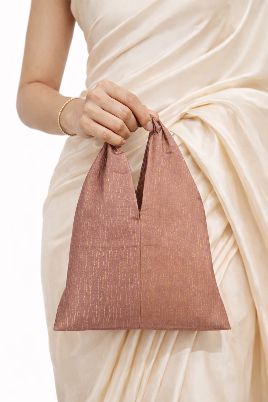 Handwoven Dusty Pink Banarasi Potli