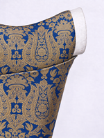 Handwoven Deep Blue & Gold Banarasi Emboss Blouse Fabric