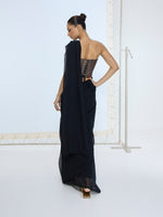 Midnight Black Movable Brooch Saree