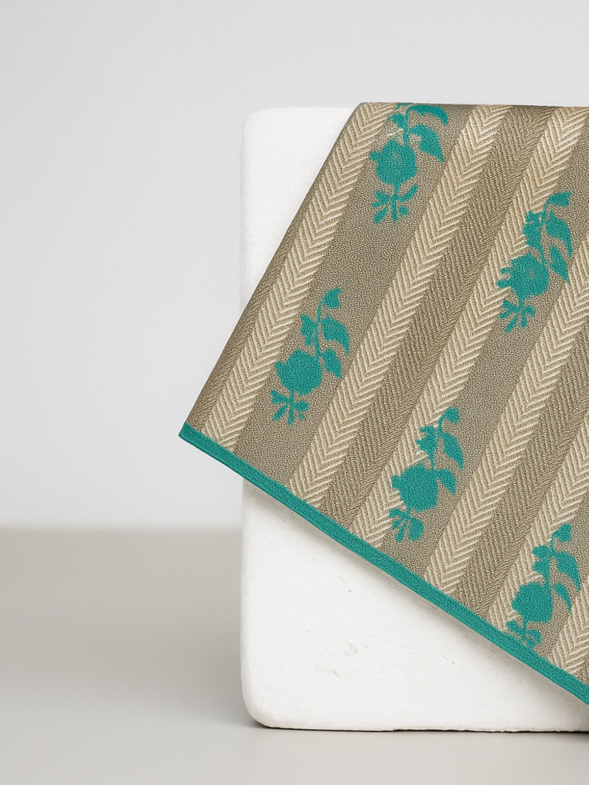 Handwoven Green Striped Georgette Pocket Square