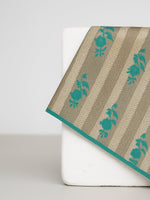 Handwoven Green Striped Georgette Pocket Square